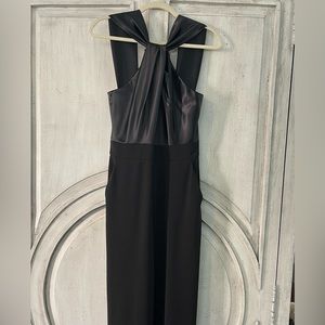 Eliza J - Twist neck Satin and Crepe jumpsuit - very flattering
